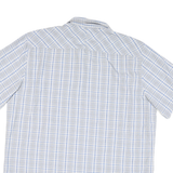 WRANGLER Mens Blue & Grey Check Shirt L Cotton Blend Casual Short Sleeve