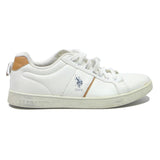 U.S. POLO ASSN Leather Mens Low Top Trainers White Brown UK 9 Casual Comfort