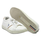 U.S. POLO ASSN Leather Mens Low Top Trainers White Brown UK 9 Casual Comfort