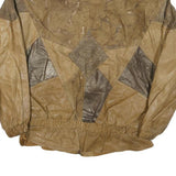 WINLIT Mens Beige & Brown Leather Bomber Jacket L Patchwork Zip