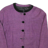 Womens Purple Plain Button Jacket XS Polyester Blend Classic Fit