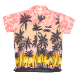 VHO Mens Pink & Yellow Hawaiian Shirt L Tropical Palm Tree Print Summer