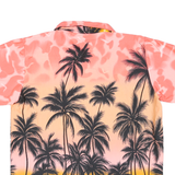 VHO Mens Pink & Yellow Hawaiian Shirt L Tropical Palm Tree Print Summer
