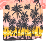 VHO Mens Pink & Yellow Hawaiian Shirt L Tropical Palm Tree Print Summer