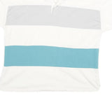 Mens White Grey & Blue Block Short Sleeve Polo Shirt L Cotton Blend Casual