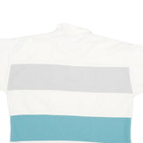 Mens White Grey & Blue Block Short Sleeve Polo Shirt L Cotton Blend Casual