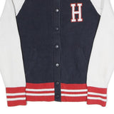 TOMMY HILFIGER Womens Navy & White Varsity Patterned Button Up Cotton Blend