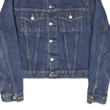 WPM Womens Blue Denim Jacket M Cotton Blend Button Closure Casual Stylish