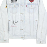 LEVI'S Womens Light Blue Cotton Denim Jacket S Button Plain Embroidered Patches