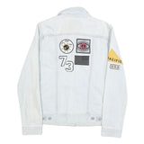 LEVI'S Womens Light Blue Cotton Denim Jacket S Button Plain Embroidered Patches