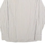 TOMMY HILFIGER Mens Beige & White Stripe Button-Down Shirt S Classic Cotton