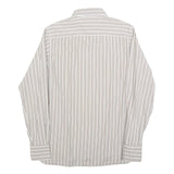 TOMMY HILFIGER Mens Beige & White Stripe Button-Down Shirt S Classic Cotton
