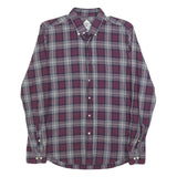BARBOUR Mens Red & Grey Check Shirt S Button Down Collar Long Sleeve Casual