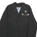 PIERO GUIDI Womens Black Cotton Blend Button Jacket M Plain Elegant Designer