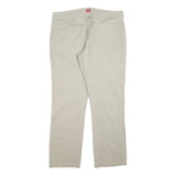 DICKIES Womens Cotton Blend Beige Regular Fit Straight Leg Trousers W36 L30 Zip