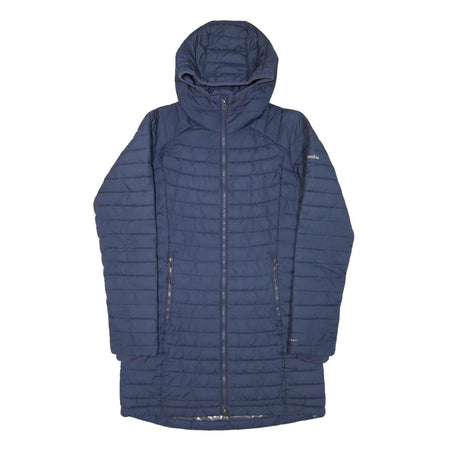 COLUMBIA Womens Blue Hooded Zip Jacket S Polyester Blend Quilted Outdoor Warm