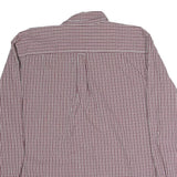 CHAPS Mens Maroon & White Check Shirt 2XL Button Down Collar Long Sleeve