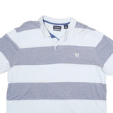 CHAPS Mens Blue & White Striped Short Sleeve Polo Shirt XL Casual Cotton