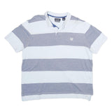 CHAPS Mens Blue & White Striped Short Sleeve Polo Shirt XL Casual Cotton