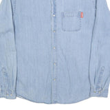 KICKERS Mens Blue Denim Shirt L Classic Cotton Long Sleeve Casual