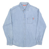 KICKERS Mens Blue Denim Shirt L Classic Cotton Long Sleeve Casual