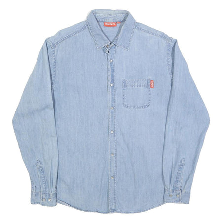KICKERS Mens Blue Denim Shirt L Classic Cotton Long Sleeve Casual