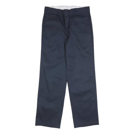 DICKIES Mens Cotton Blend Navy Regular Fit Straight Leg Trousers W34 L32