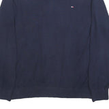 TOMMY HILFIGER Mens Navy Plain Cotton V-Neck Basic Knit Jumper L Classic Casual