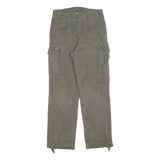 Mens Regular Fit Button Closure Beige Cotton Blend Cargo Trousers W30 L30 Casual