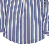 ARIZONA Mens Blue & Green Striped Cotton Blend Shirt L Casual Button Down