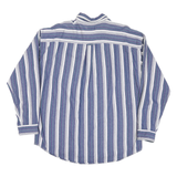 ARIZONA Mens Blue & Green Striped Cotton Blend Shirt L Casual Button Down