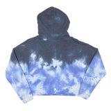 CALVIN KLEIN JEANS Womens Blue & Grey Tie Dye Pullover Hoodie S Crop Top