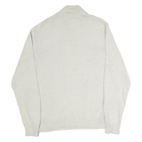 CHAPS Mens Cream Button Up Plain Crew Neck Basic Knit Jumper L Cotton