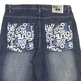 SOUTHPOLE Mens Shorts Blue Denim Casual XL W38 Graphic Pocket Detail