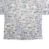 BANANA REPUBLIC Mens White & Blue Sailing Print Short Sleeve Polo Shirt L Casual