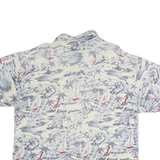 BANANA REPUBLIC Mens White & Blue Sailing Print Short Sleeve Polo Shirt L Casual