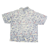 BANANA REPUBLIC Mens White & Blue Sailing Print Short Sleeve Polo Shirt L Casual