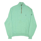 POLO RALPH LAUREN Mens Green Wool Patterned Pullover Jumper XL Zip Neck Cable