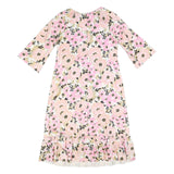 Womens Pink & Cream Floral Day Woven Shift Dress 3/4 Sleeve L Summer