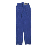 VERSACE Womens Cotton Blend Blue Slim Straight Trousers W26 L32 Designer Zip