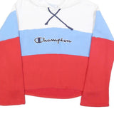 CHAMPION REVERSE WEAVE Womens White & Blue & Red Colourblock Pullover Hoodie M