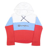 CHAMPION REVERSE WEAVE Womens White & Blue & Red Colourblock Pullover Hoodie M