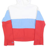 CHAMPION REVERSE WEAVE Womens White & Blue & Red Colourblock Pullover Hoodie M