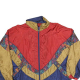 BOLDIES Womens Red Gold & Blue Colourblock Zip Jacket XL Polyester Blend Vintage