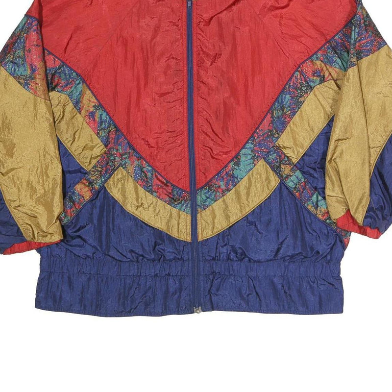 BOLDIES Womens Red Gold & Blue Colourblock Zip Jacket XL Polyester Blend Vintage