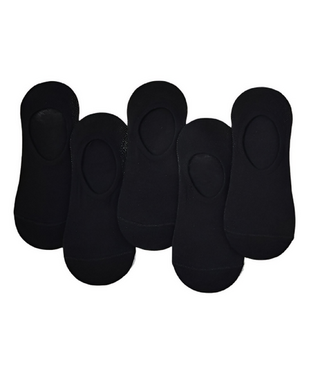 Anyfootwear 5 Pairs Size 4-9 Black Boat Socks Summer Thin Invisible Cotton Non-Slip Silicone Breathable Pure Color For Men