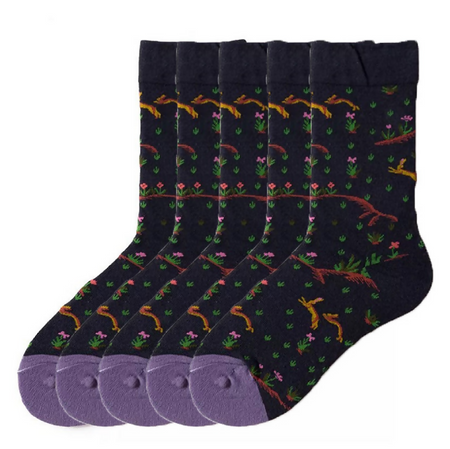 Anyfootwear 5 Pairs Size 5-9 Unisex Long Socks Cartoon Random Rabbit Print Design Warm Winter Socks Comfortable Casual Foot Accessories
