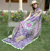 Anyyou 100% Mulberry Silk Purple And Green Long Scarf Luxury Brand Women Beach Shawl Wear Swimwear Pashimina Face Shield