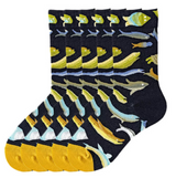 Anyfootwear 5 Pairs Size 5-9 Unisex Long Socks Cartoon Fish Nature Print Design Warm Winter Socks Comfortable Casual Foot Accessories