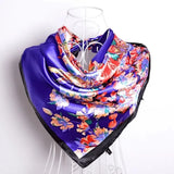 Anyyou Fashion Premium Satin Square Scarf – Purple Blue Silk-Feel Neckwrap for Women